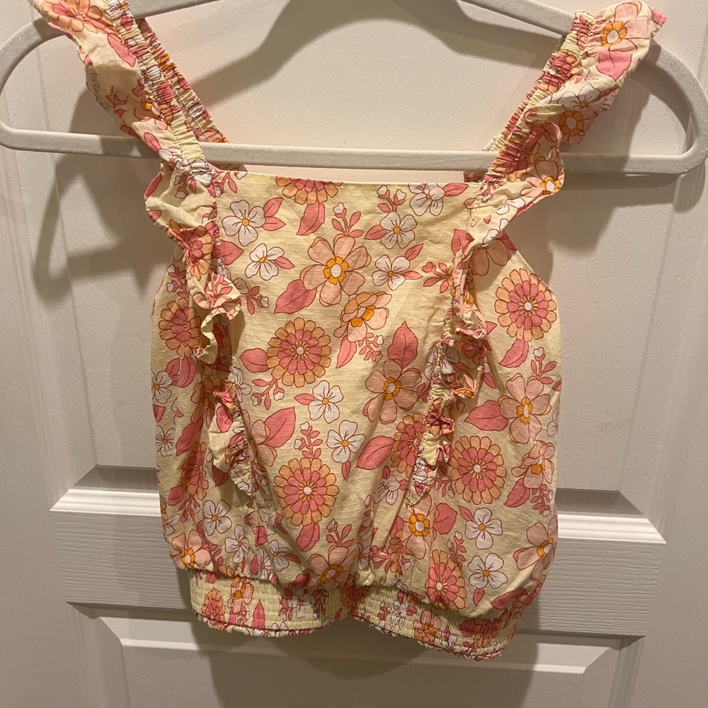 Cat & Jack Floral Tank Top - Pink and Yellow